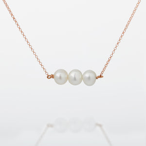 Three Pearls Gold Necklace