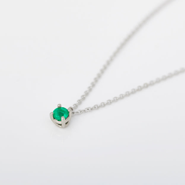 Emerald in White Gold Necklace