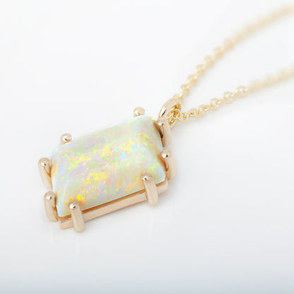 Unique Custom-Cut Opal Necklace in 14K Yellow Gold Necklace