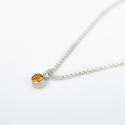 Delicate Round Citrine Bezel Necklace