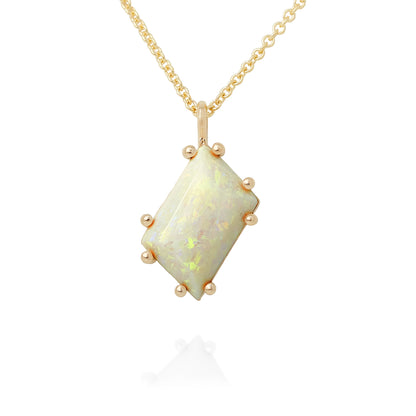 Unique Custom-Cut Opal Necklace in 14K Yellow Gold Necklace